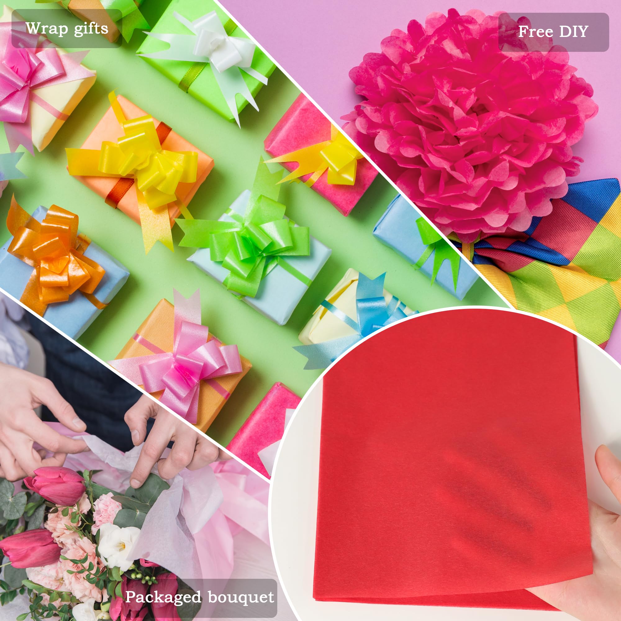PINWATT Papel de seda rojo para bolsas de regalo, 1000 hojas de papel de seda de 20 x 30 pulgadas, papel de embalaje rojo a granel para envolver regalos, manualidades, relleno de flores, San Valentín,