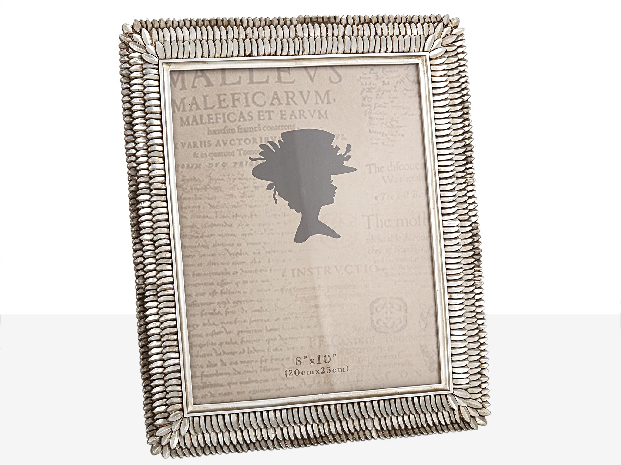 Cadre photo argenté à motif feuilles en résine élégant
