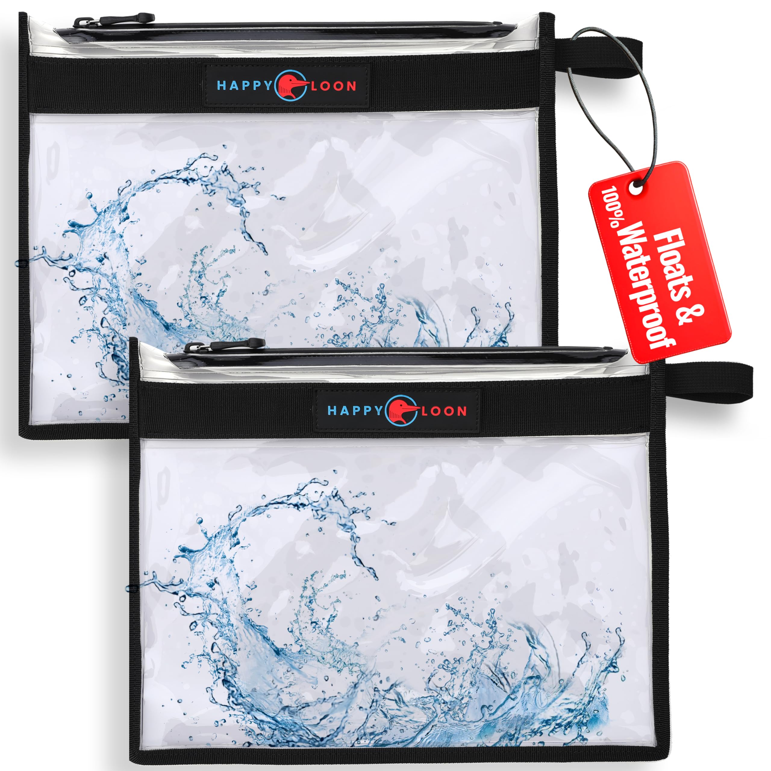 Floatig Waterproof Fishing Tackle Bag Set - 2 Large, 100% Submersible Dry Bags, Floats with phone & bait- Scuba-Grade Zipper, PVC-Free, Tethering Loop - Premium Fishing accessory pouch