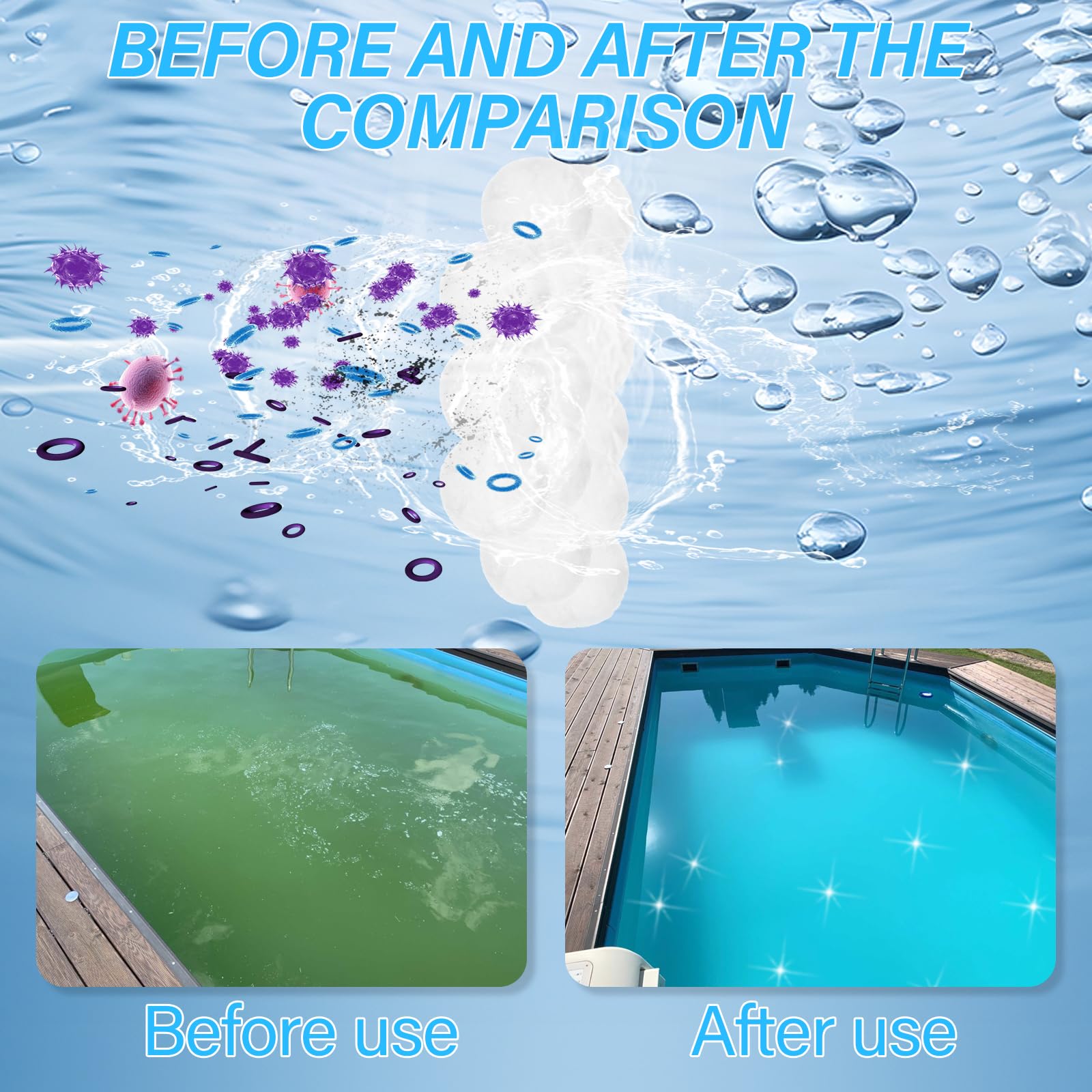 Zikenis 700g Bolas de Filtro de Piscina,Bolas de Filtro de Piscina,para filtros de Arena de Piscina, Sistemas de filtrado de Arena, Accesorios de Limpieza de Piscinas, Filtro de Arena para acuarios