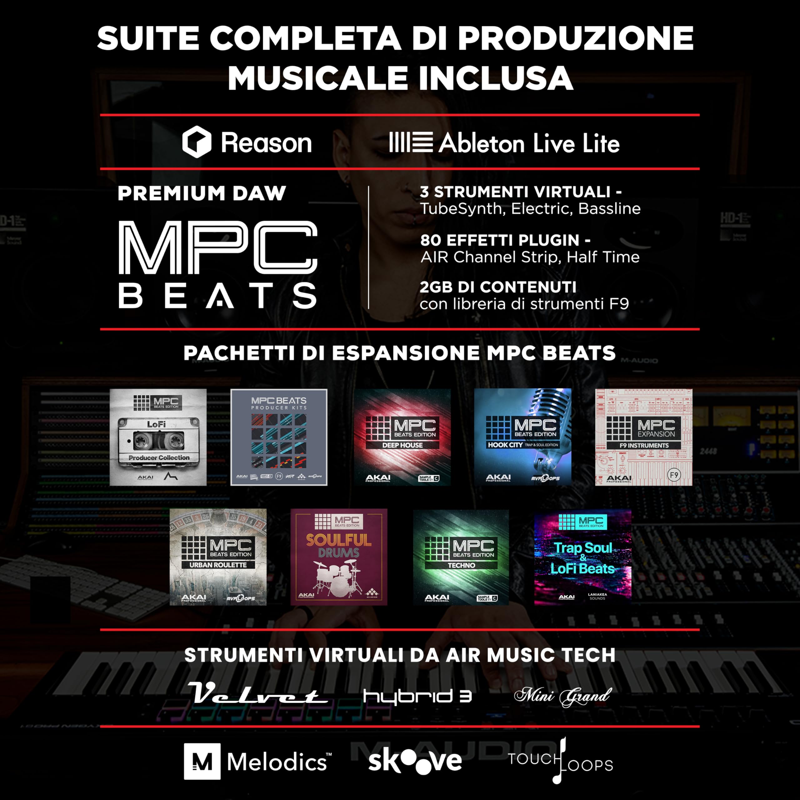 M-AUDIO Oxygen Pro 61 - Tastiera-controller USB MIDI a 61 note con pad Beat, manopole, pulsanti e fader assegnabili via MIDI e pacchetto Native Instruments Sound (integrazione NKS)