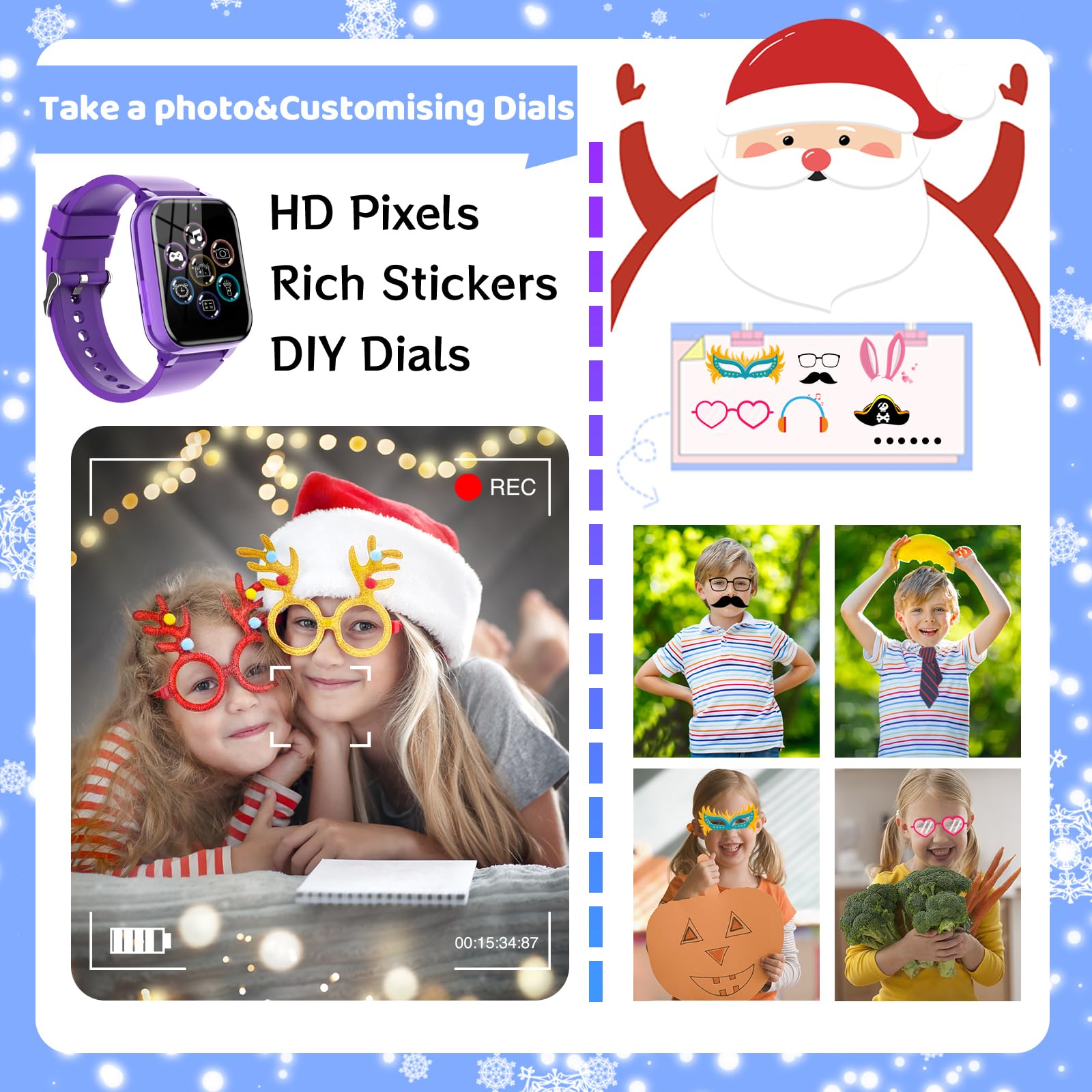 Orologio Smartwatch Bambini 26 Giochi, Sveglia, Schede Didattiche, Storie Audio, Contapassi Calorie, Fotocamera, Musicale, Torcia, Regalo Bambini per Ragazza e Ragazzo