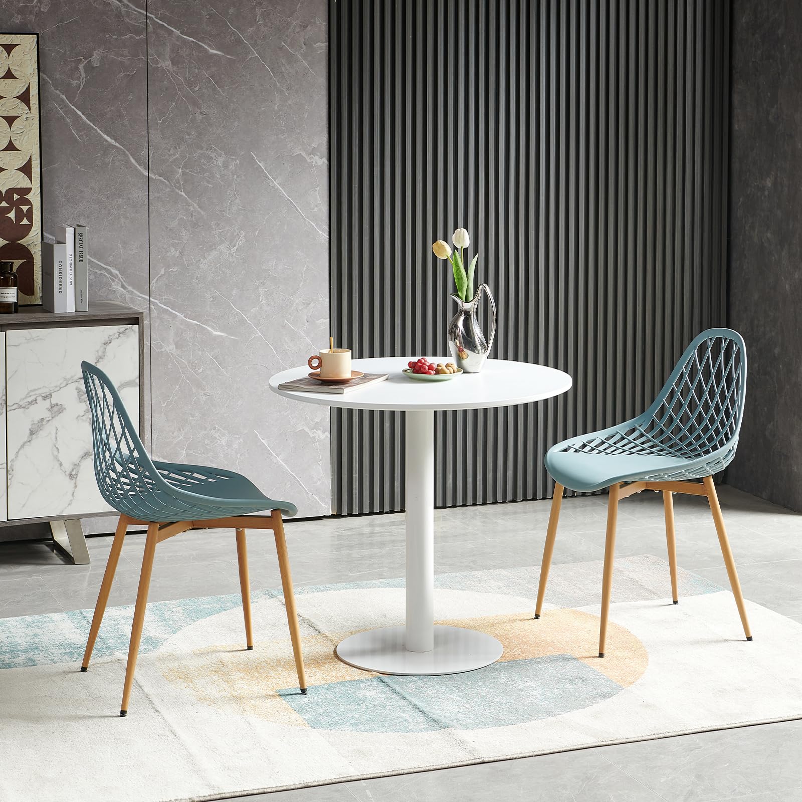 buybyroom Tavolo da Pranzo Rotondo Piccolo, Tavolo da Cucina, Tavolo da Bar, Tavolo Rotondo, 80 cm, Bianco