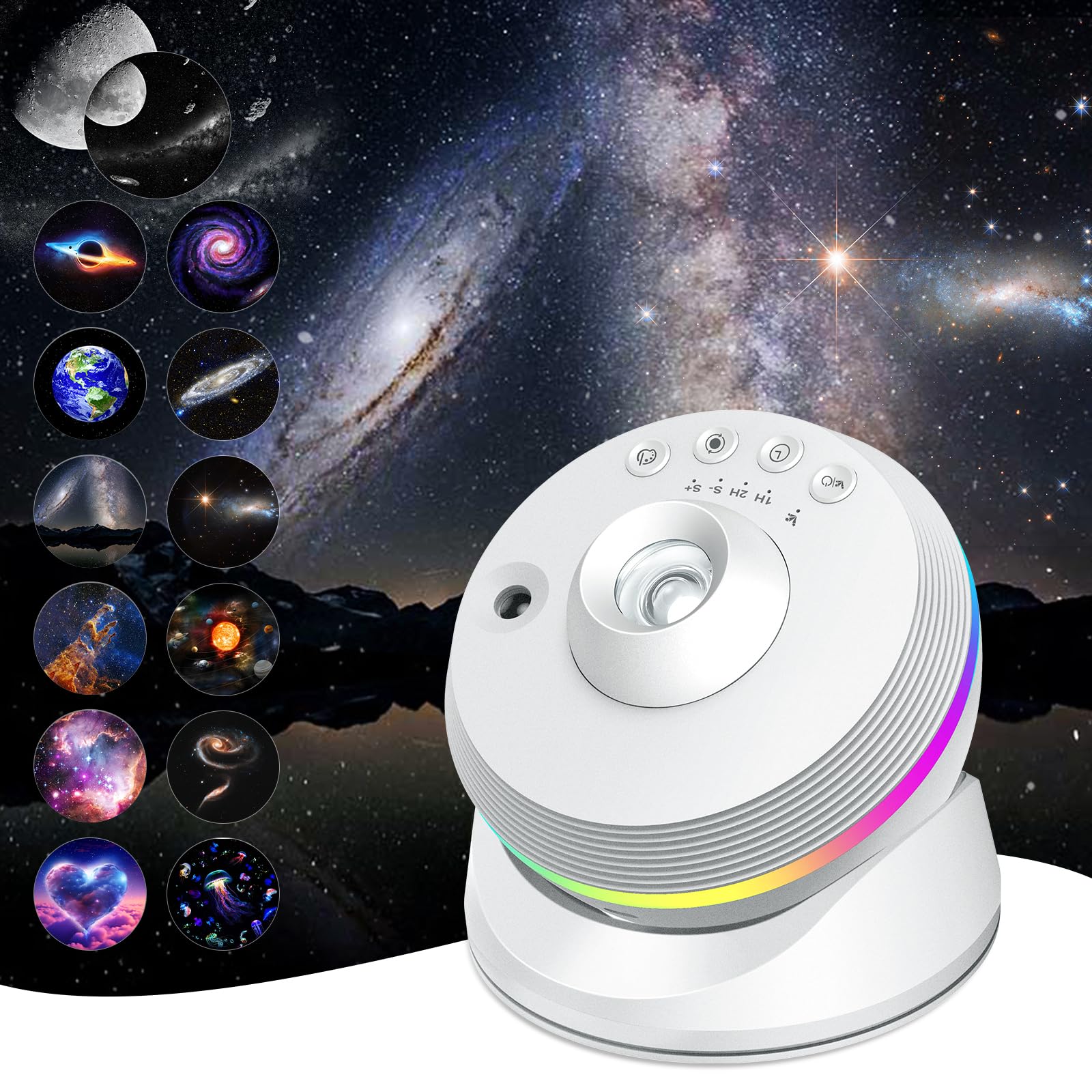 Galaxy Projector, 4K HD Planetarium Star Projector with 13 Film Discs, 360° Rotatable Realistic Nebula Night Light with Timer & Dynamic Meteor for Bedroom Decoration