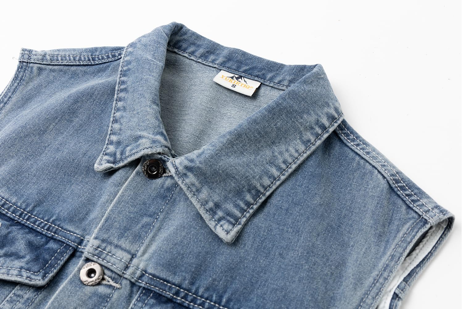 Gilet en Jean pour Hommes Vintage Blouson sans manche en Jean Veste Denim Cowboy Gilet de Moto avec Poches