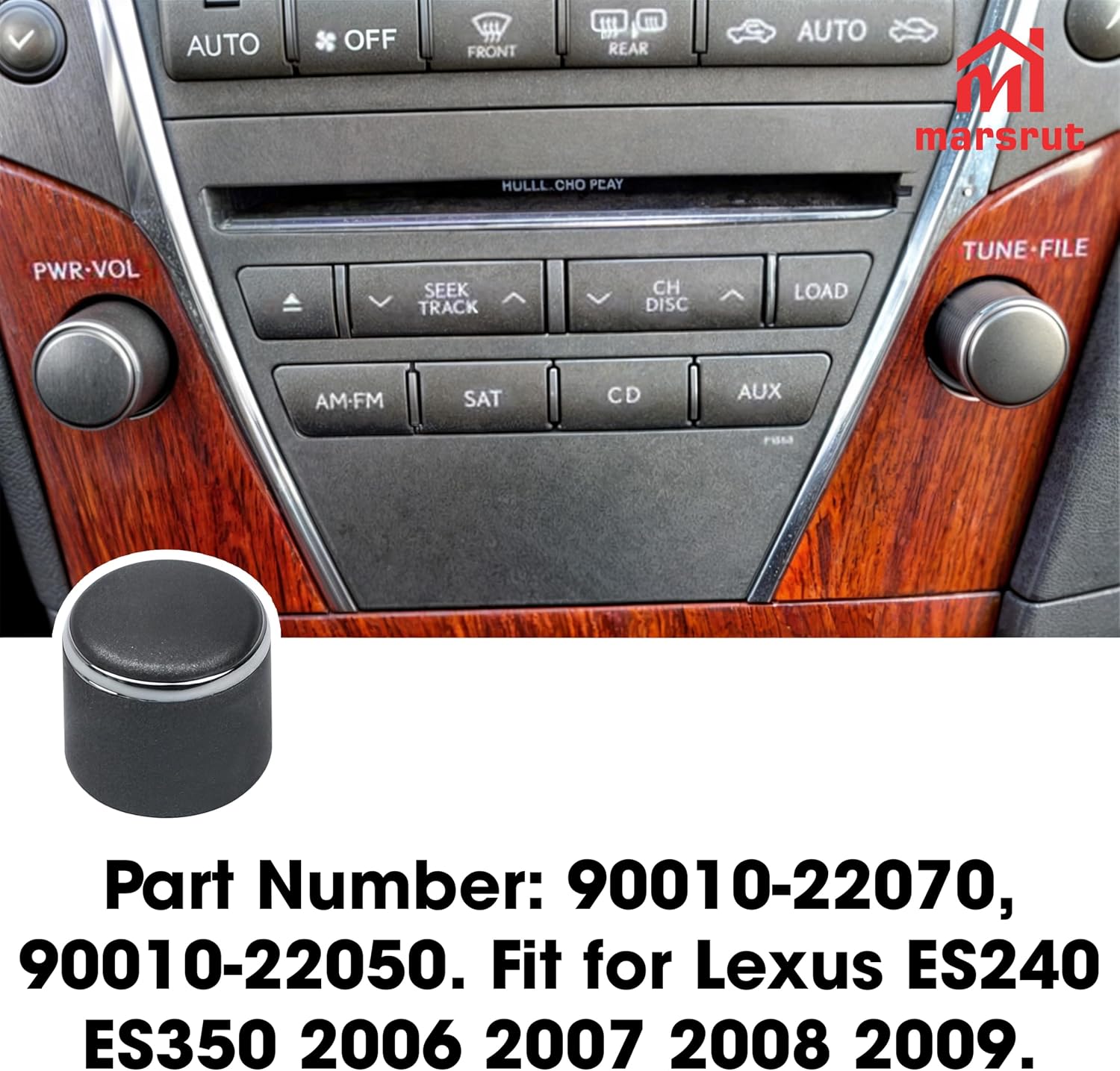 Marsrut Car Radio Knob Replacement Fit for Lexus ES240 ES350 2006 2007 2008 2009, 90010-22050 90010-22070 Audio Volume Buttons Replacement, Button Replace