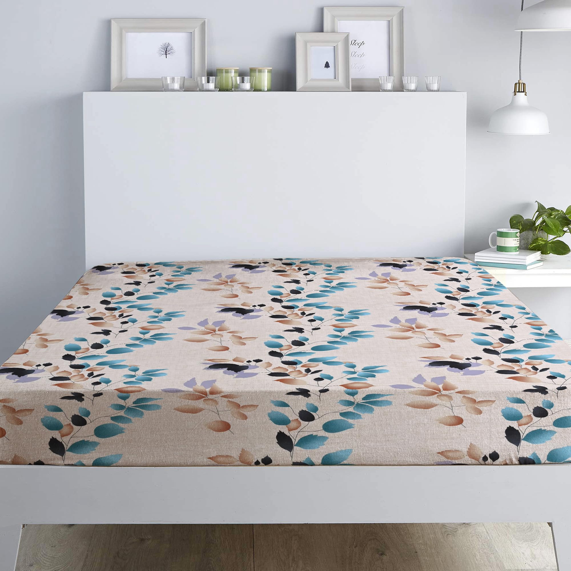RAYBedding Luxury Printed Floral Pack of 2 Fitted Sheet Double Bed – Deep Fitted Sheet 137x190cm + 35cm Deep Corner Elasticated Bed Sheet — image 1