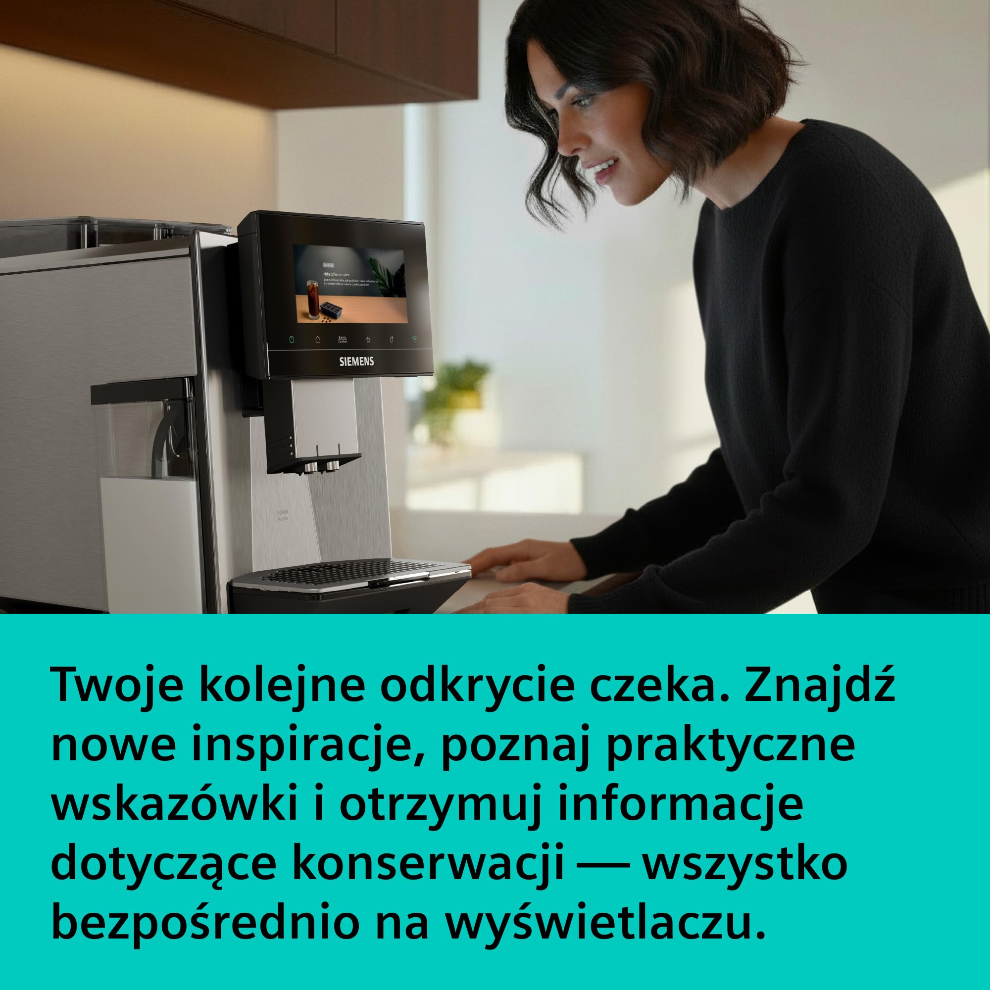 Siemens, automatyczny ekspres do espresso, EQ900 iAroma, spersonalizowane ustawienia smaku, precyzyjne mielenie, duży wyświetlacz, dwa pojemniki na ziarna, stal nierdzewna, TQ927E03