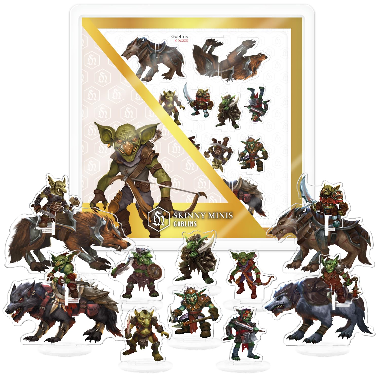 Skinny Minis Goblins Miniatures Set, 14 Small &amp; Medium Flat Minis, 5e &amp; Pathfinder Minis for TTRPG, 2D Monster Miniatures for Tabletop RPG