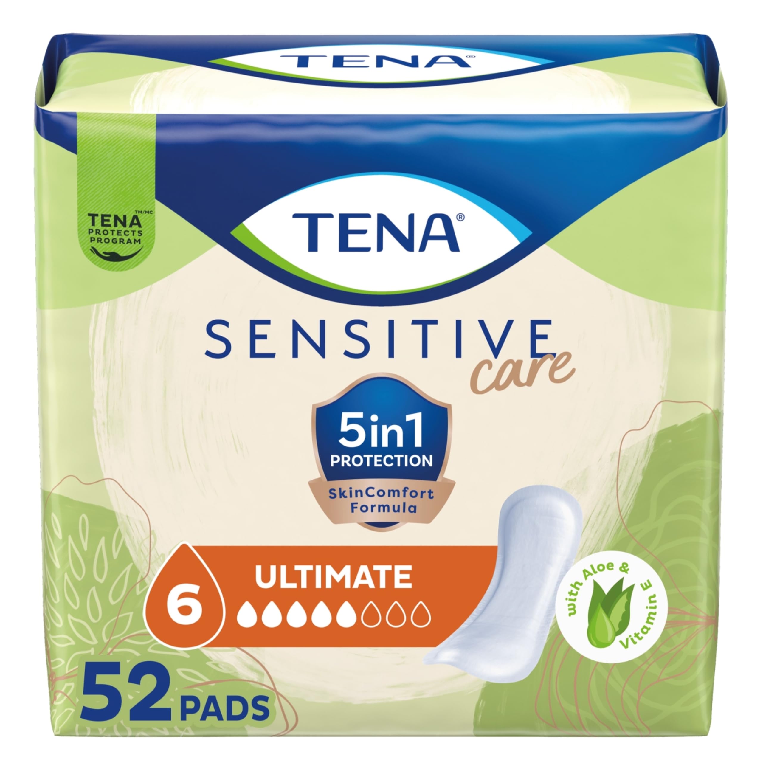 Photo 1 of TENA Sensitive Care Ultimate Incontinence Pads for Women, Regular, 52 ct
