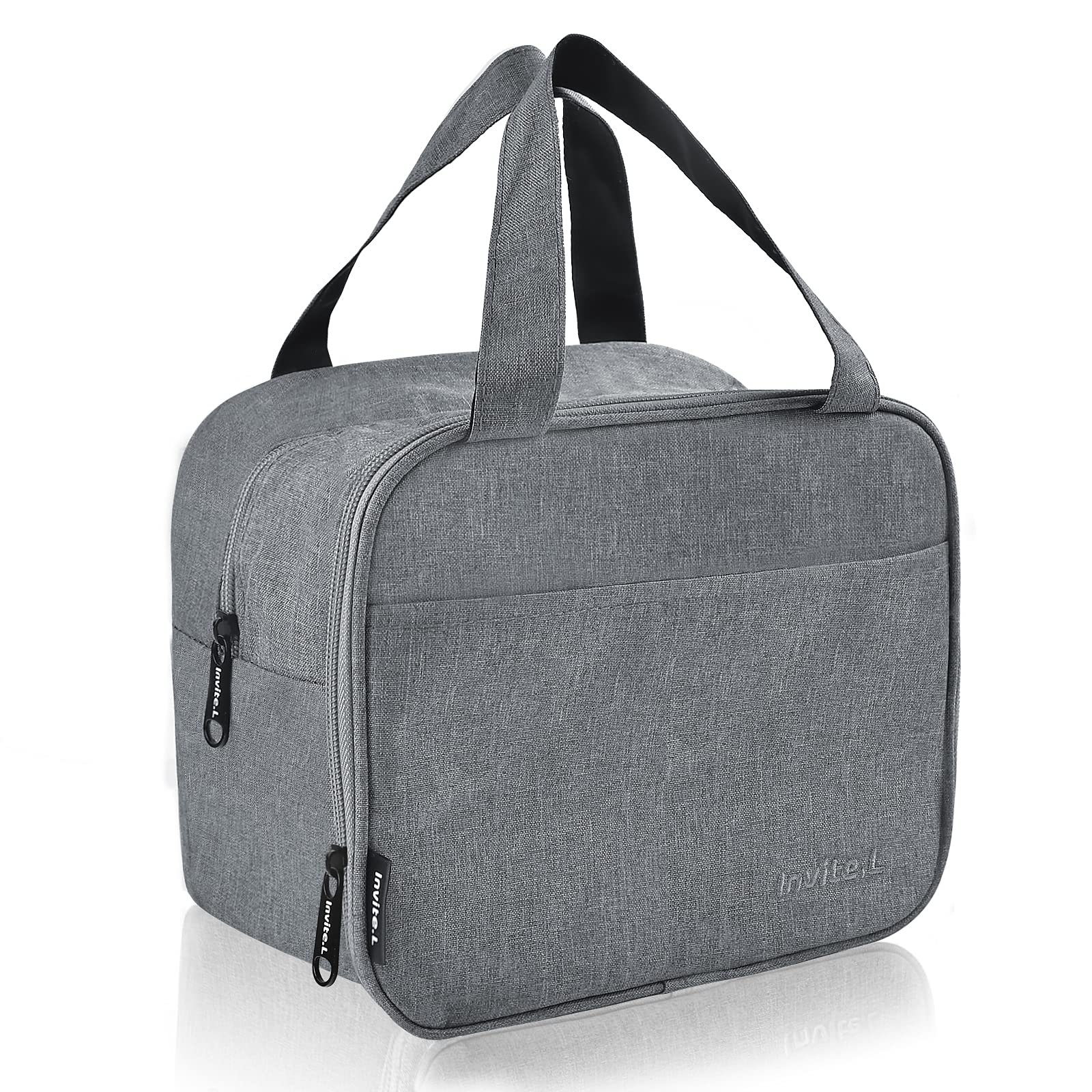 EETU Insulated Lunch Bag, Packed Lunch Box Thermal Bag, Small Zipped Cooler Tote Bag Double-Layer Leak-Proof Waterproof Suit for Adult Kids Work Picnic and Travel (Grey)