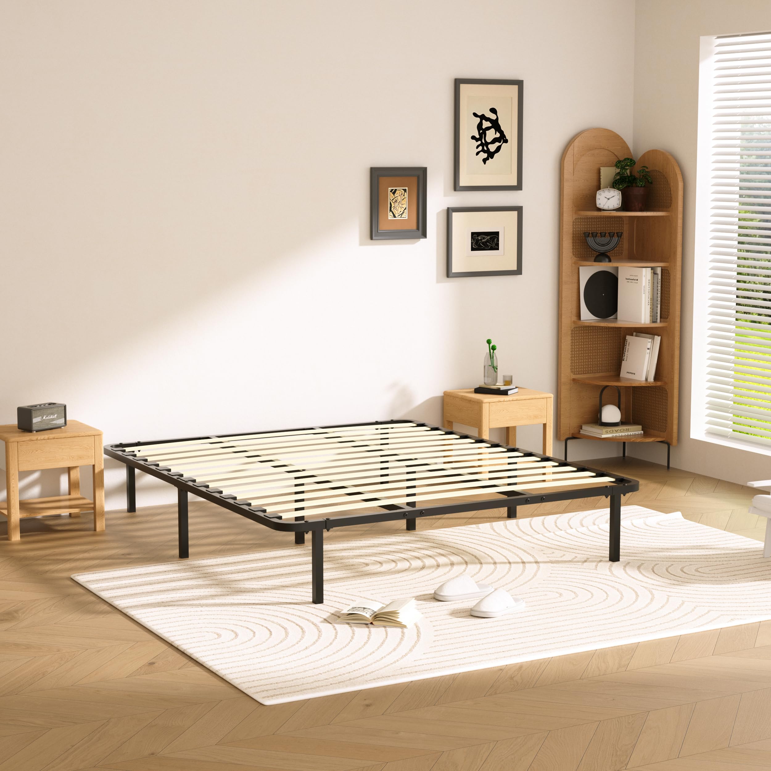 DEWINNER Rete Letto Matrimoniale 140x190cm,Altezza 35 cm,13 Doghe in legno pioppo Ortopedica, Rete singolo con 8 Piedi,Montaggio Rapido e Facile