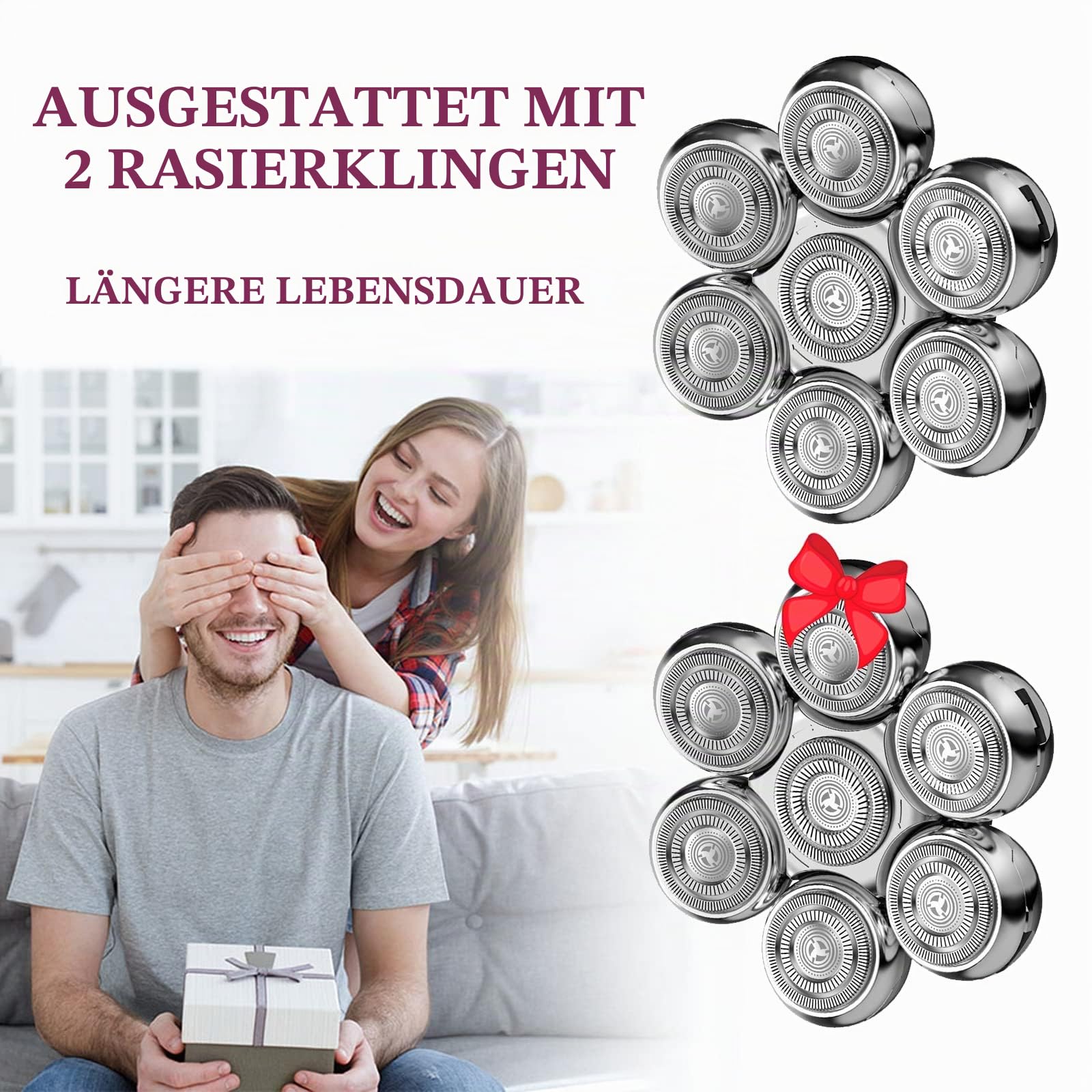 Kopfrasierer für Männer, 2 Scherköpfe, Anti-Pinch-Nass- und Trocken-Elektrorasierer mit kabelloser Ladebasis, Trimpod 3.0, der ultimative Rasierer für Männer, Frauen, und Glatze, Gesicht, Bein, Körper