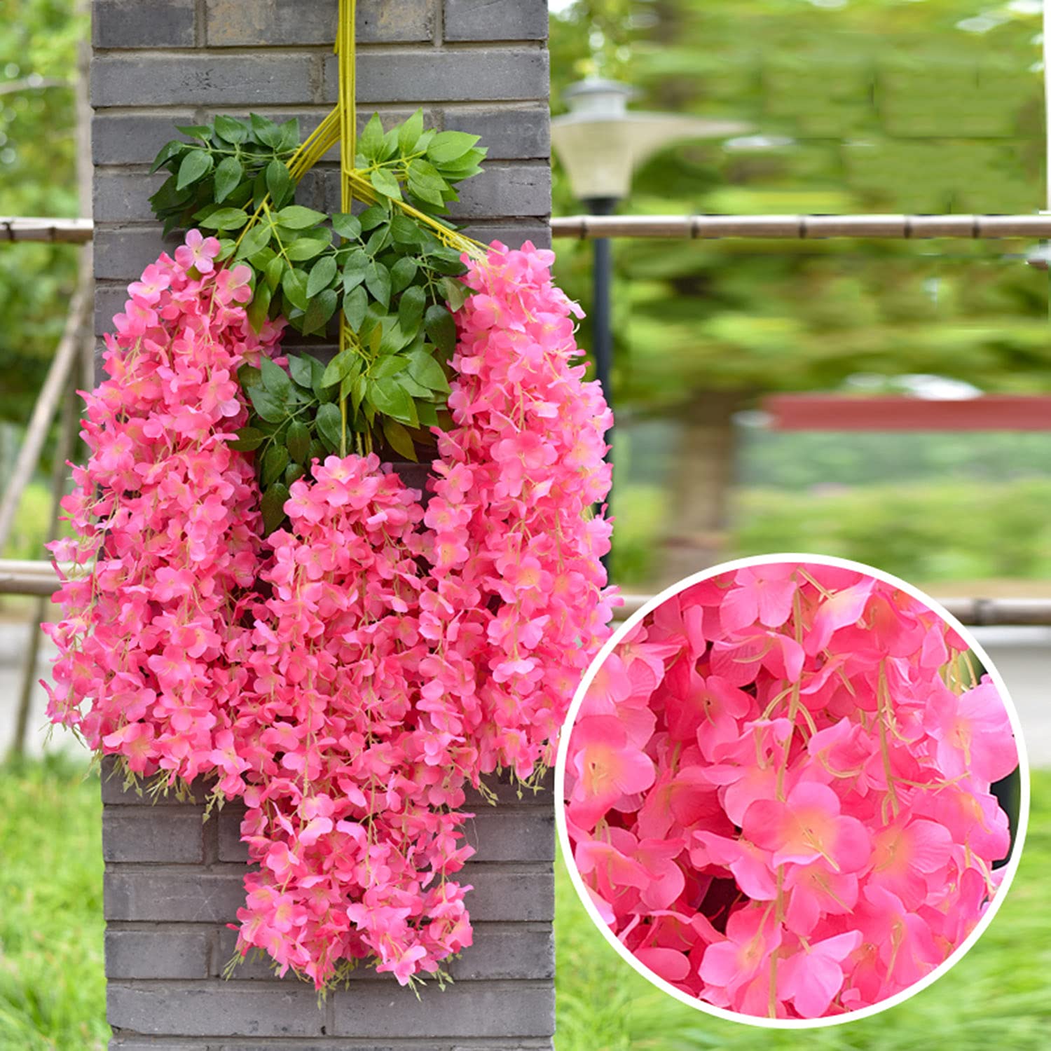 Ghirlanda di glicine artificiali da appendere, fiori finti, seta, viti, rattan, decorazione per casa, matrimonio, fiocco, parete, giardino, verde, camera da letto, esterno, ufficio, feste (24