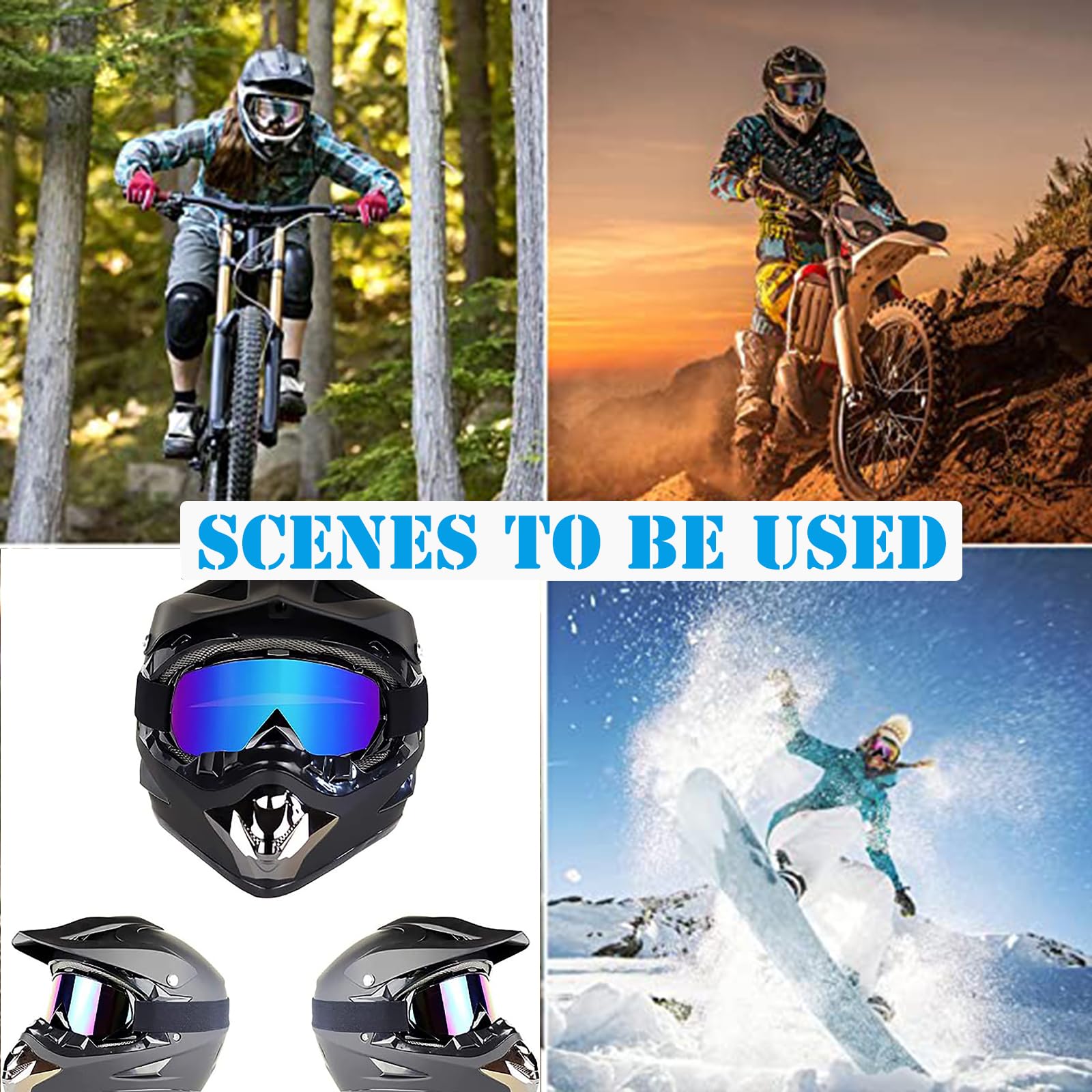 DONGZQAN Okulary motocrossowe, okulary narciarskie, okulary motocyklowe, gogle narciarskie, z wyściółką piankową, nadają się zarówno dla kobiet, jak i mężczyzn, nadają się do sportów na świeżym