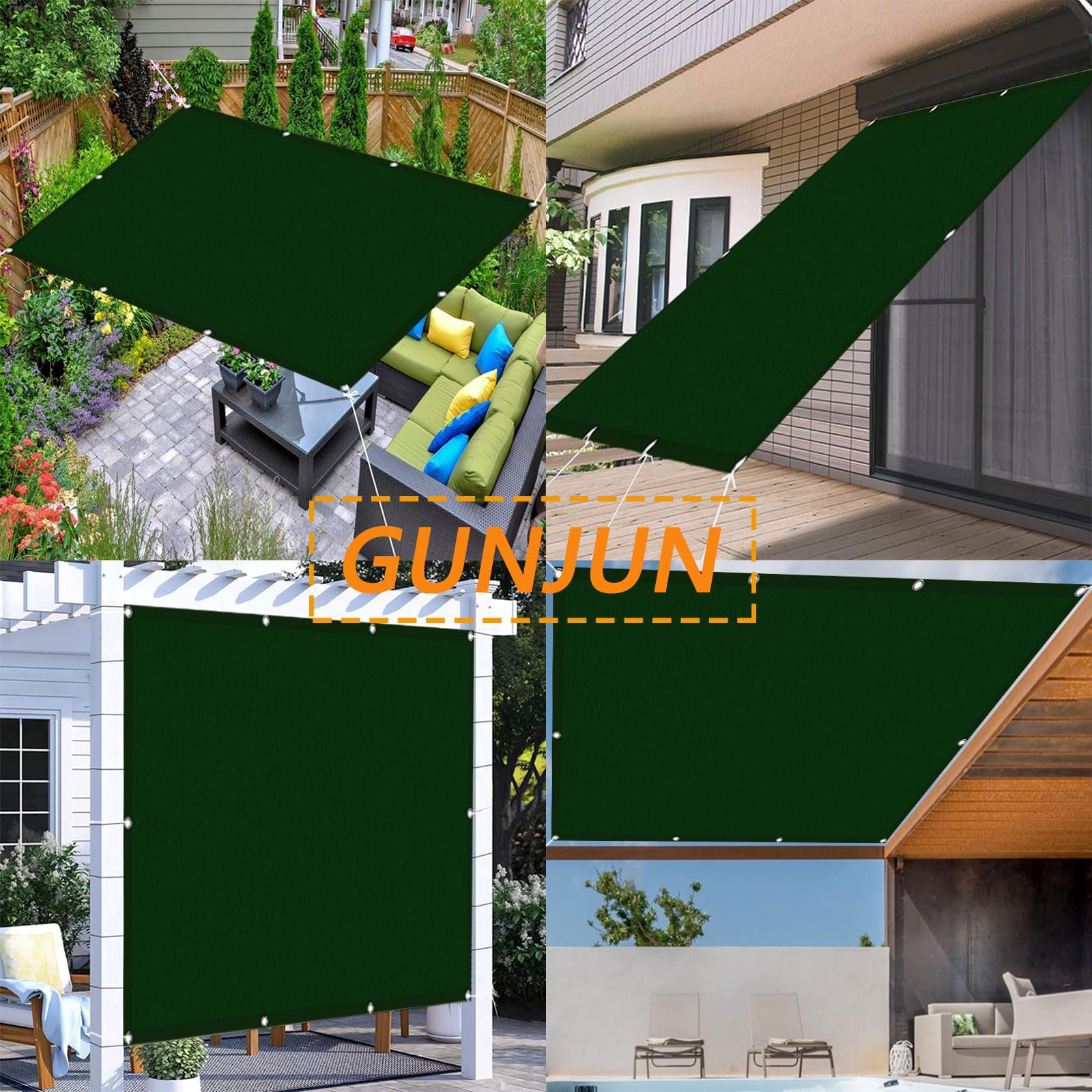 Vela Ombreggiante 0.8 x 4 m Impermeabile, Protezione Solare Anti UV Rete Telo Ombra, Rete Ombreggiante con Occhielli, Fune, Antistrappo per Esterno Giardino, Verde Scuro