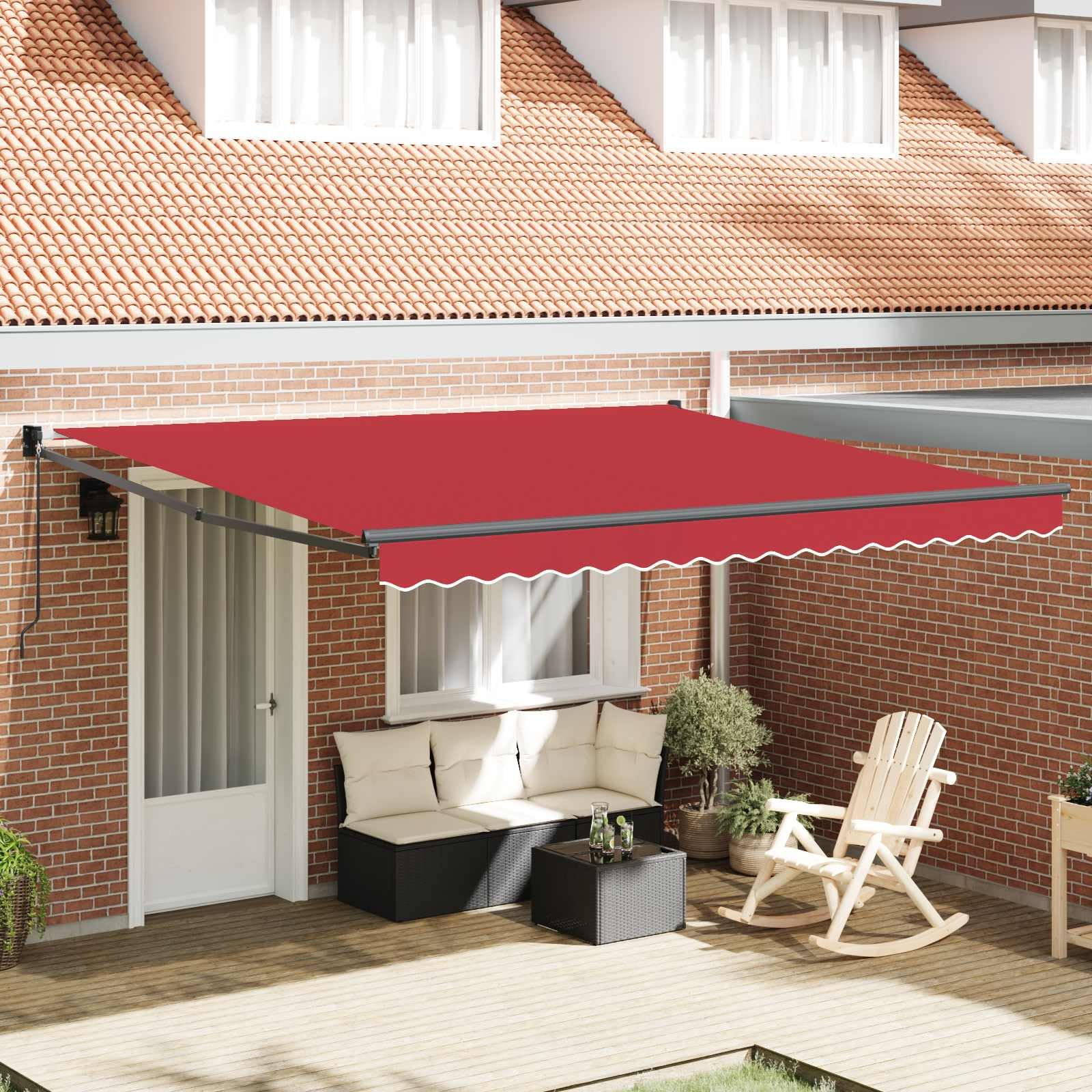 Auvent rétractable manuel rouge 4x3m en aluminium pour terrasse