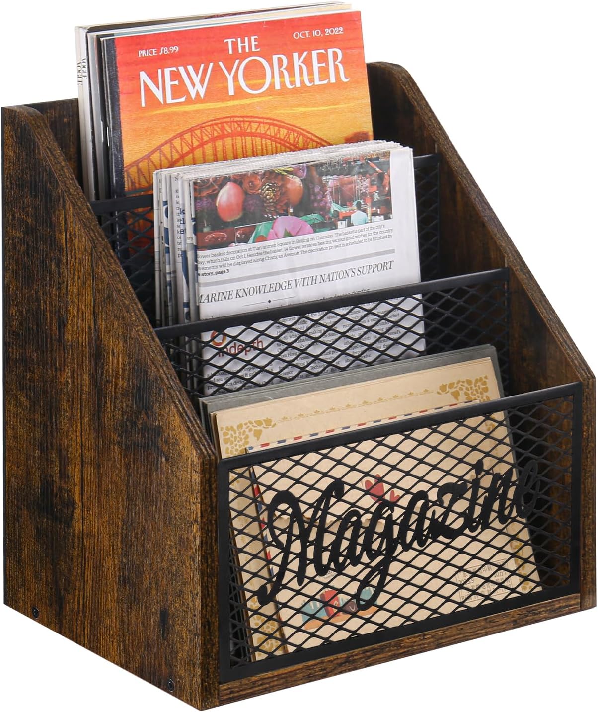 Amazon.com: YINMIT Magazine Holder, Stepped 3 Tier Magazine Rack Floor ...
