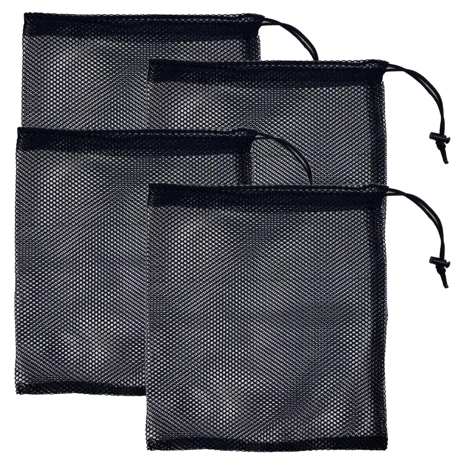 RANYAKE 4PCS Large Mesh Drawstring Bag,Black Mesh Nylon Net Bag,Net Beach Tote Bags,Ball Storage Kit Bags,40 * 35cm Drawstring Net Ba-g,for Swimming Pool,Beach,Travelling