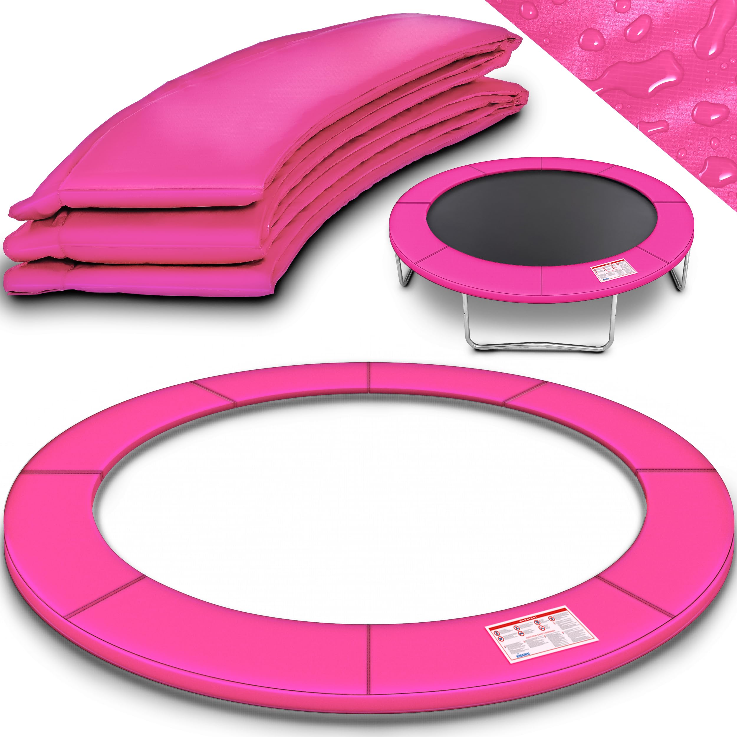 KIDUKU Trampolin Randabdeckung | Ø 244cm 305cm 366cm 427cm | reißfest | 100% UV-beständig Federabdeckung Randschutz (Pink, 427 cm)