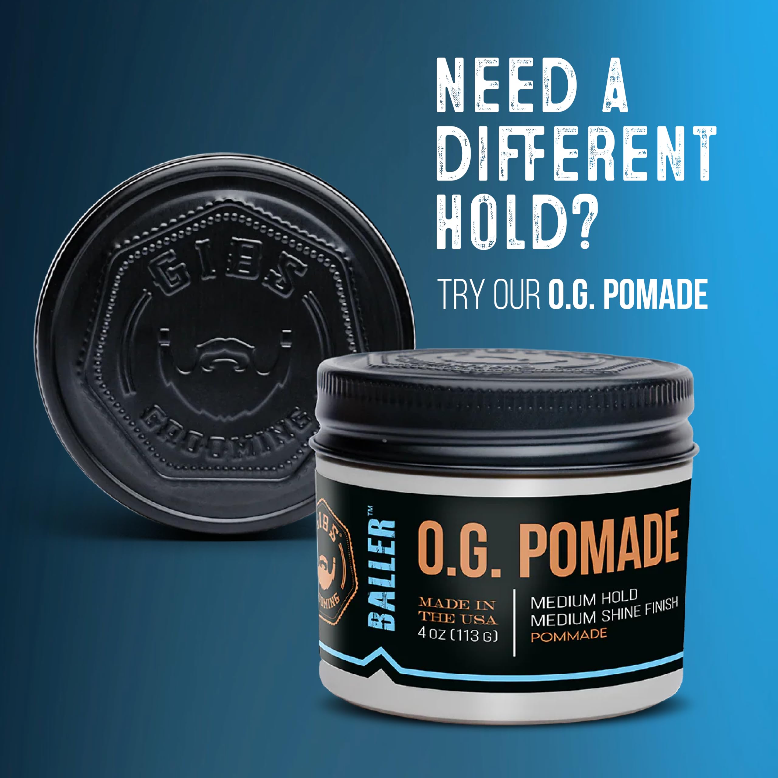 GIBS Tea Tree Pomade Plus, Medium-Plus Hold, Medium-to-High Shine, 4 oz