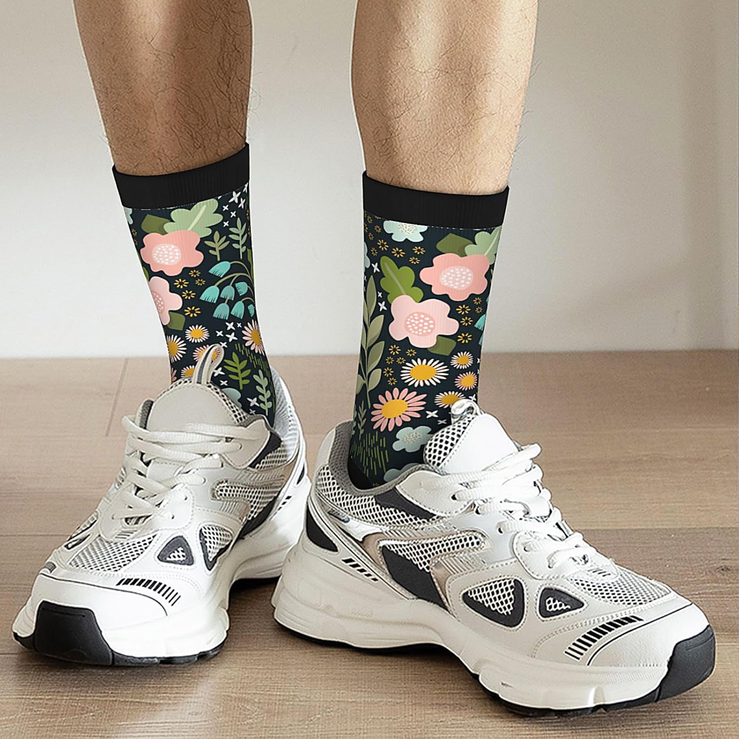 Cute Floral Flower Leaves Novelty Socks For Men Women, Funny Crazy Crew Socks Casual Dress Socks Gifts - Image 8