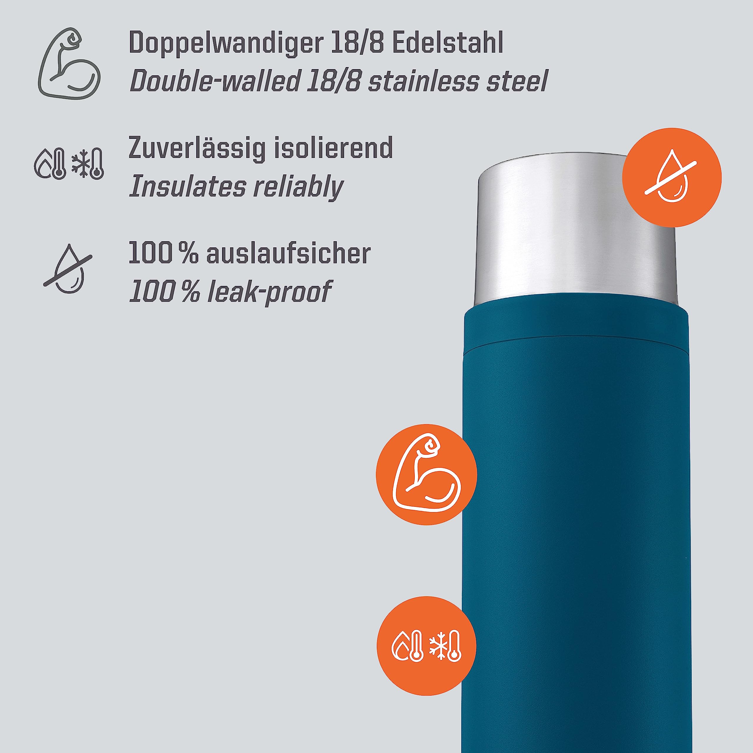 Esbit Thermoflasche Sculptor - Isolierte Flasche aus Edelstahl für warme und kalte Getränke – 1000 ml in Polar Blue | d kalte Getränke – 1000 ml in Polar Blue