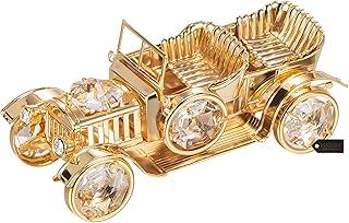 Matashi 24K Gold Plated Crystal Studded Vintage Car Ornament Classic Home Decor Desktop Decoration Showpiece Gift for Christmas Holiday New Year Birthday Ideal Gift for Friend Brother Son Children