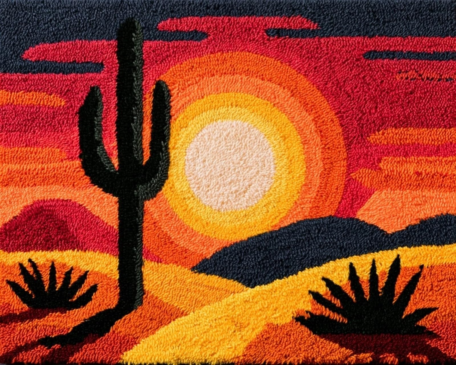 Wallphantom Latch Hook Rug Kit for Adults,Cactus Sunset Landscape