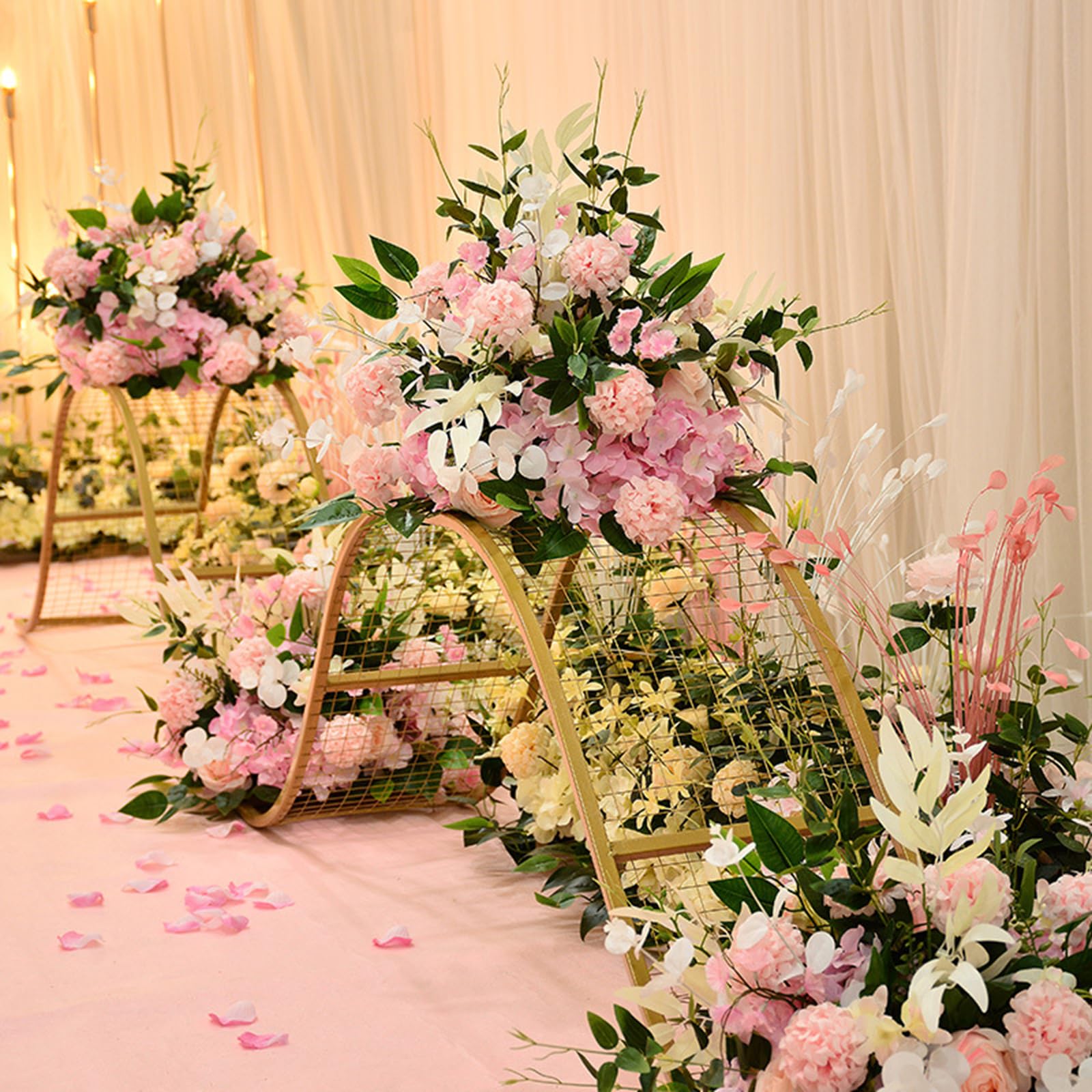 SDdPulse Ghirlanda di fiori artificiali centrotavola per matrimoni, composizioni floreali con rose polverose, testa di innamorato, ricevimento, banchetto, decorazione da tavolo, D-200 x 35 cm, C-200 x
