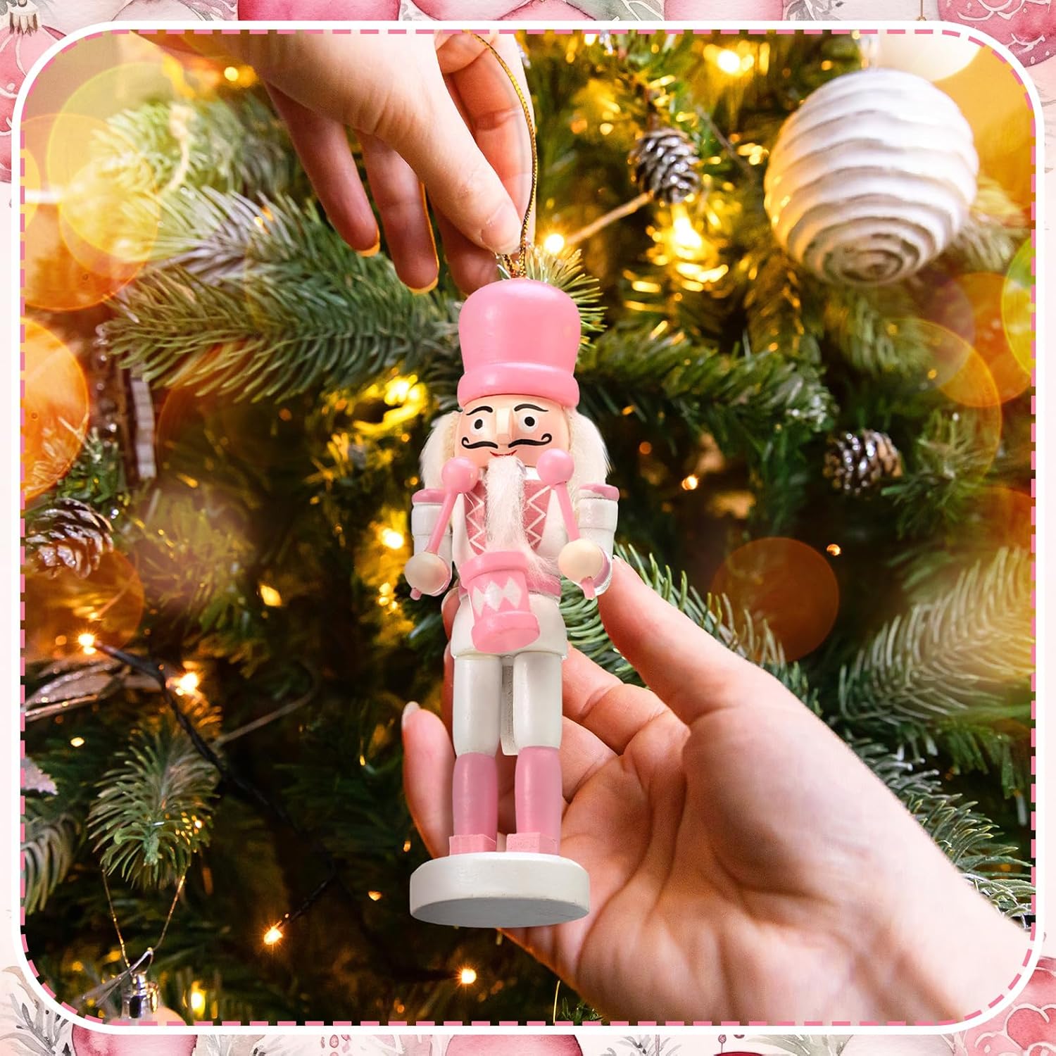 RoundFunny 15 Pcs Christmas Nutcracker Ornaments Wooden Hanging Nutcracker Decorations Christmas Soldiers Figures Decorations