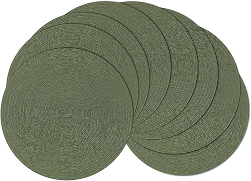 Miniatura 88 de SHACOS Juego de 6 manteles individuales redondos trenzados de 15 pulgadas antideslizantes resistentes al calor de algodón y poliéster, alfombrillas