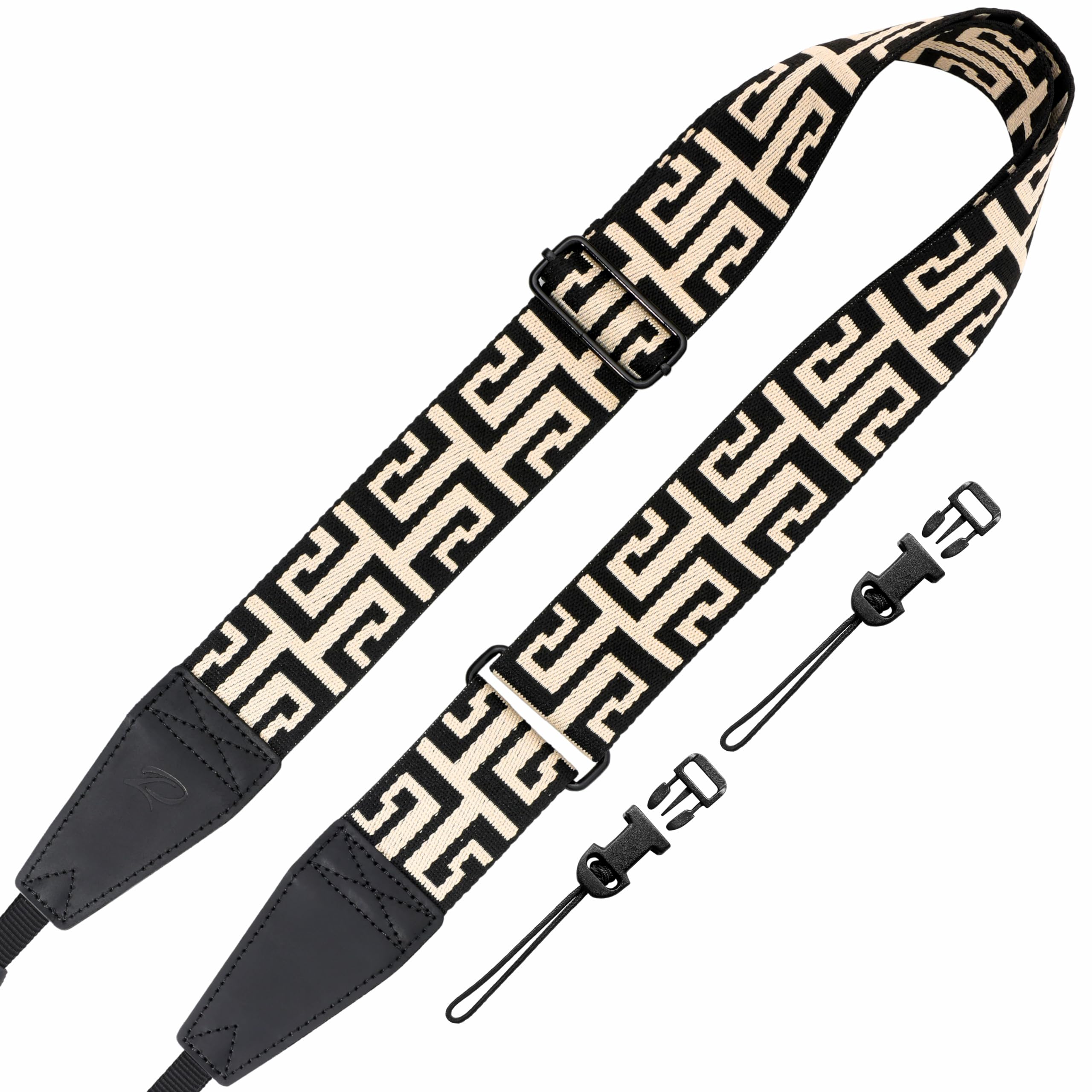 Padwa Lifestyle Extra Long Adjustable Camera Strap for Photographers - 2" Wide Full Grain Cowhide Leather Ends Camera Straps with Quick Release for All Cameras,Binoculars(White Arches)