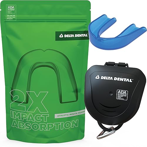 Delta Dental Protector bucal deportivo atlético aceptado por la ADA, 2 veces la absorción de impacto, funciona con aparatos ortopédicos, 1 paquete
