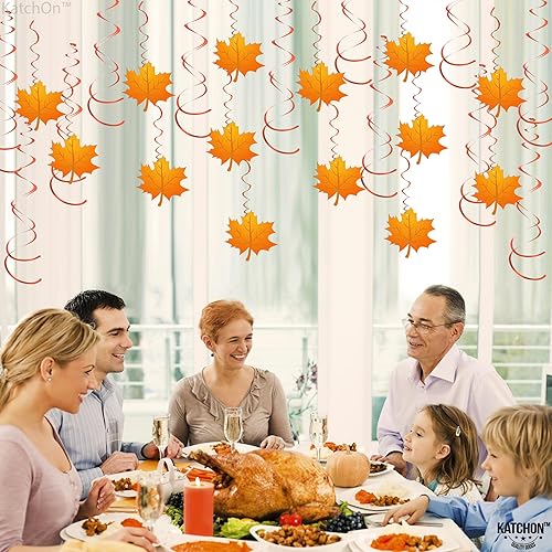 Miniatura 9 de KatchOn, Hojas de otoño, paquete de 30, no se pueden hacer tú mismo, decoraciones de remolinos colgantes, decoraciones de techo de otoño para el