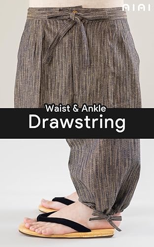 Miniatura 4 de Kurumé Kasuri Samue Virtical Striped suave relax 100% algodón hecho en Japón, Marrón