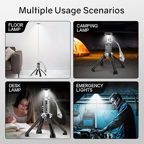 Miniatura 6 de Luz telescópica para campamento, linterna de campamento recargable con batería de 20000 mAh, luz de campamento portátil al aire libre impermeable