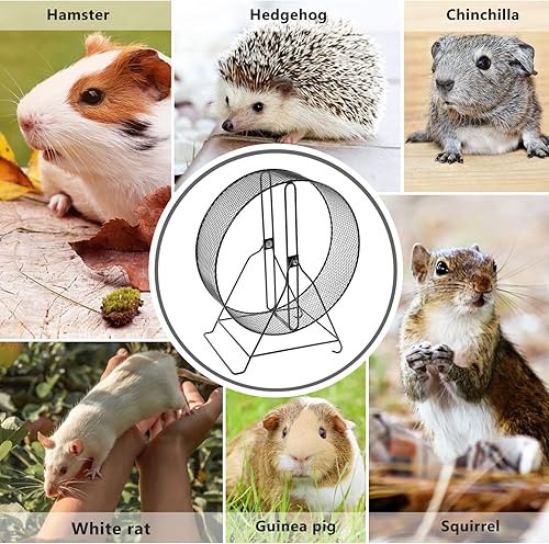 Miniatura 7 de Accesorios de ejercicio, rueda silenciosa para hámster, de malla de alambre, rueda de jerbo con soporte de hierro, rueda silenciosa para correr,