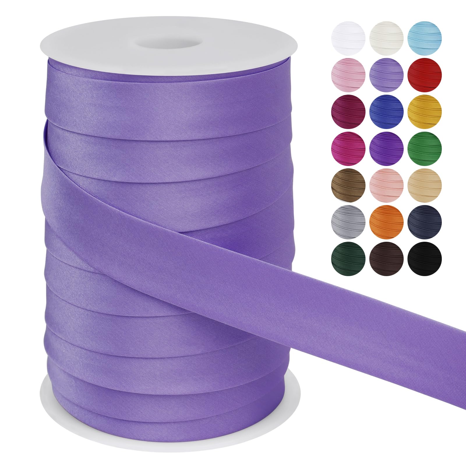 LEREATI Satin Bias Binding Tape for Sewing 1 Inch x 50m Sewing Bias Tape Double Fold