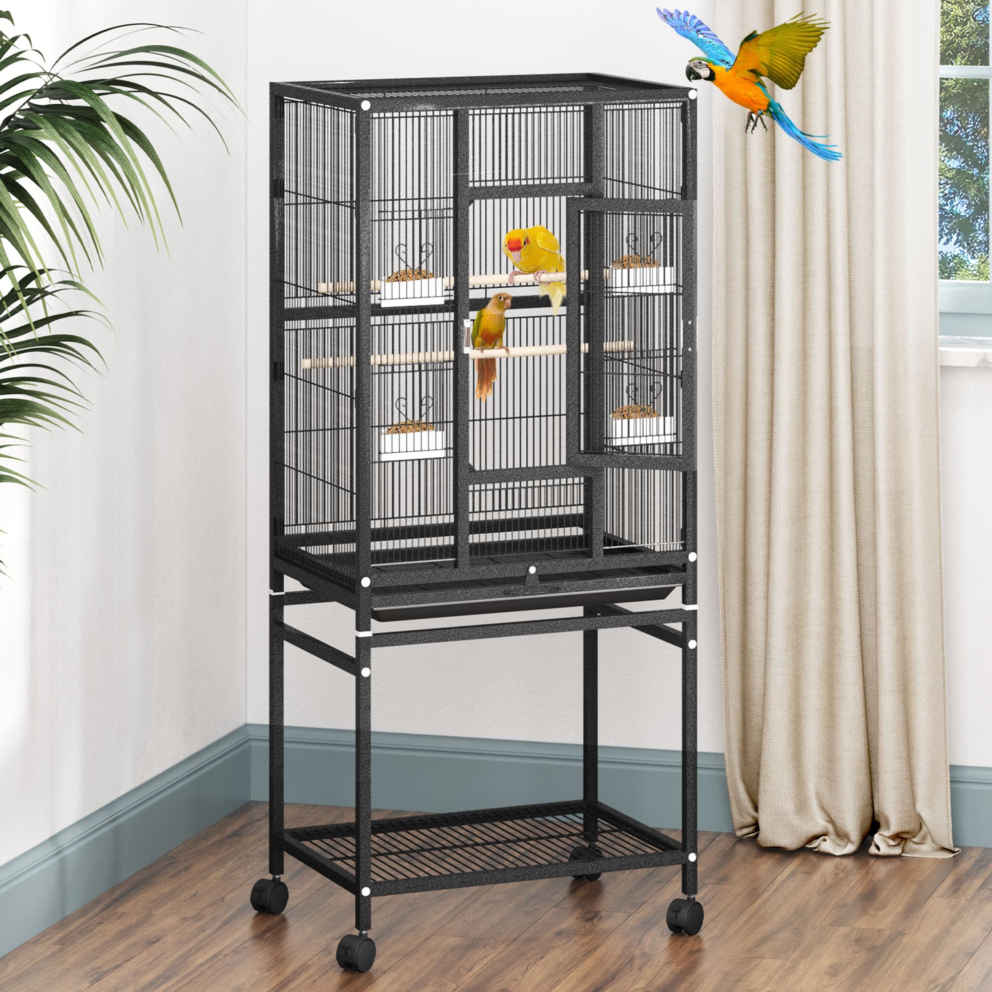 DWVO 41" Metal Bird Cage - Spacious & Secure -7