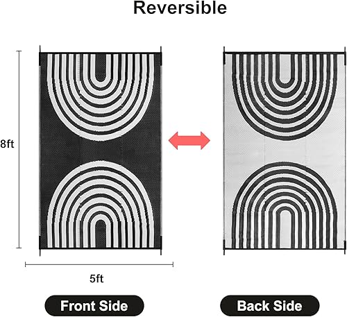 Miniatura 2 de Anidaroel Alfombra de exterior para patio, 5 x 8 pies, impermeable, reversible, de plástico, resistente a las manchas y a los rayos UV, alfombra de