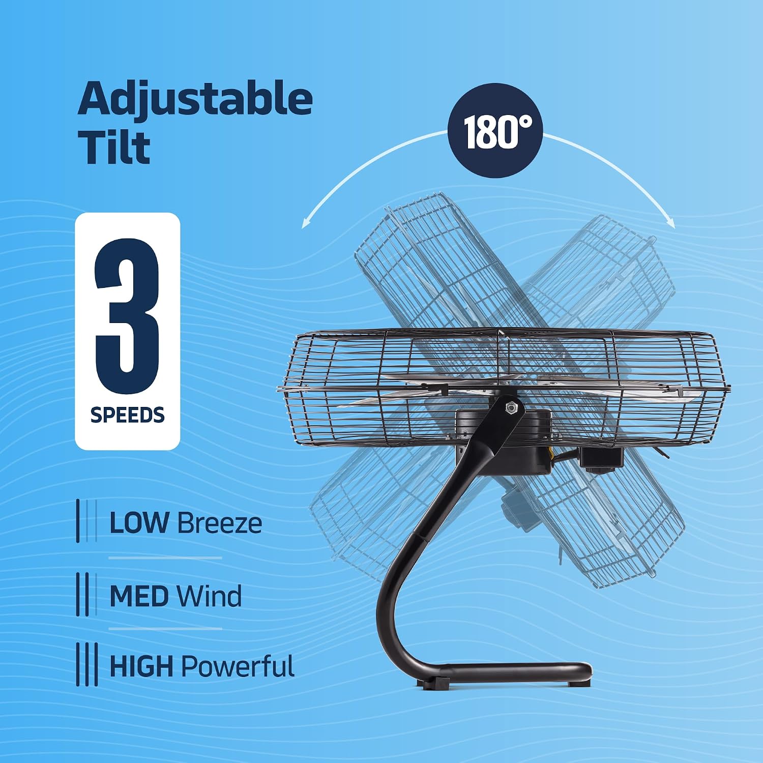 NEXAIR 12-Inch High-Velocity Industrial Floor Fan with 180° Adjustable Tilt, 3-Speed Heavy-Duty Metal Design, 1650 CFM Powerful Cooling for Office, Commercial, Residential & Greenhouse Use