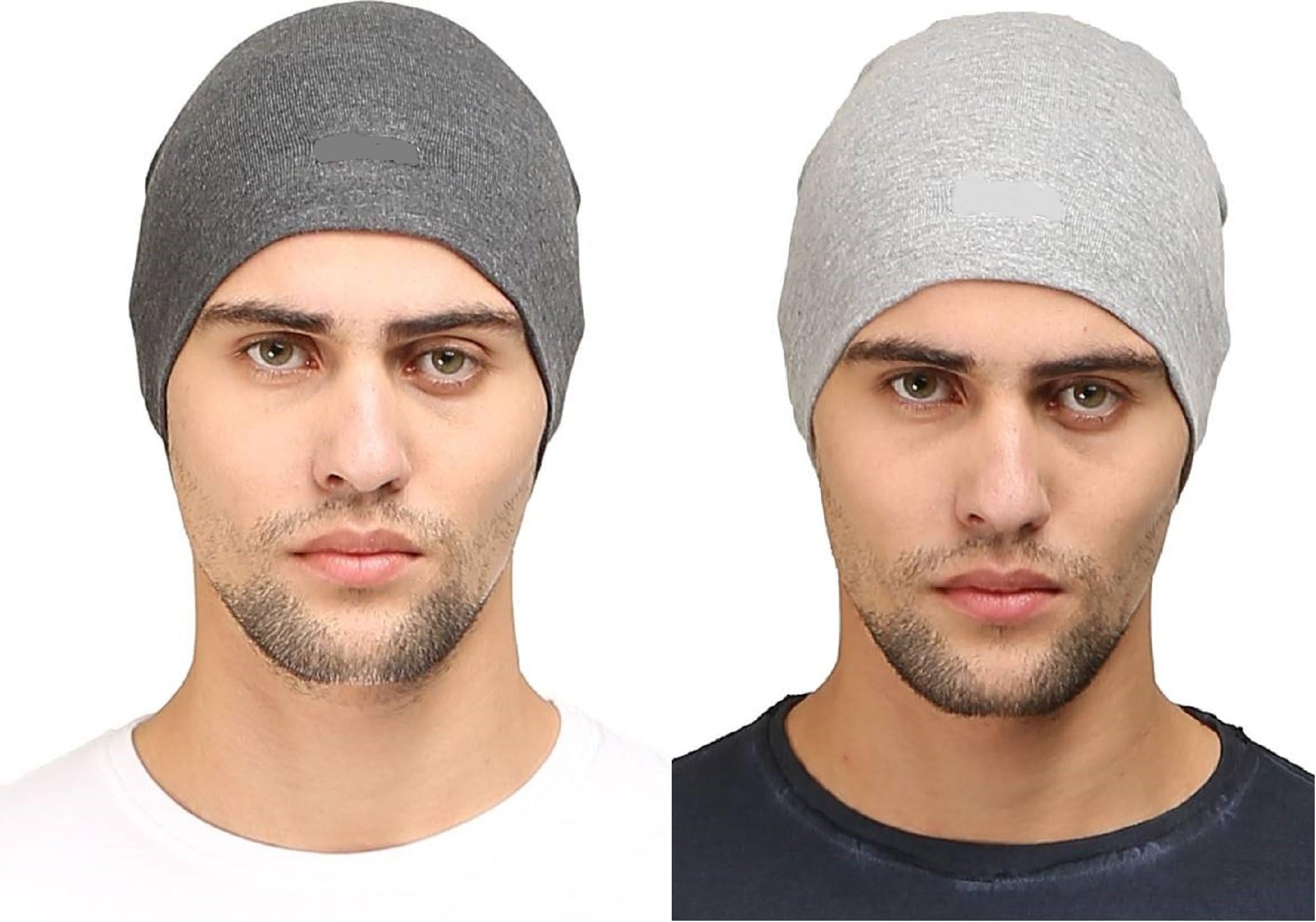 Cotton Poly Blend Skull Cap for Men and Women/Helmet Cap/Multipurpose Running, Jogging Outdoor Skull Cap (Dark Grey and Light Grey)