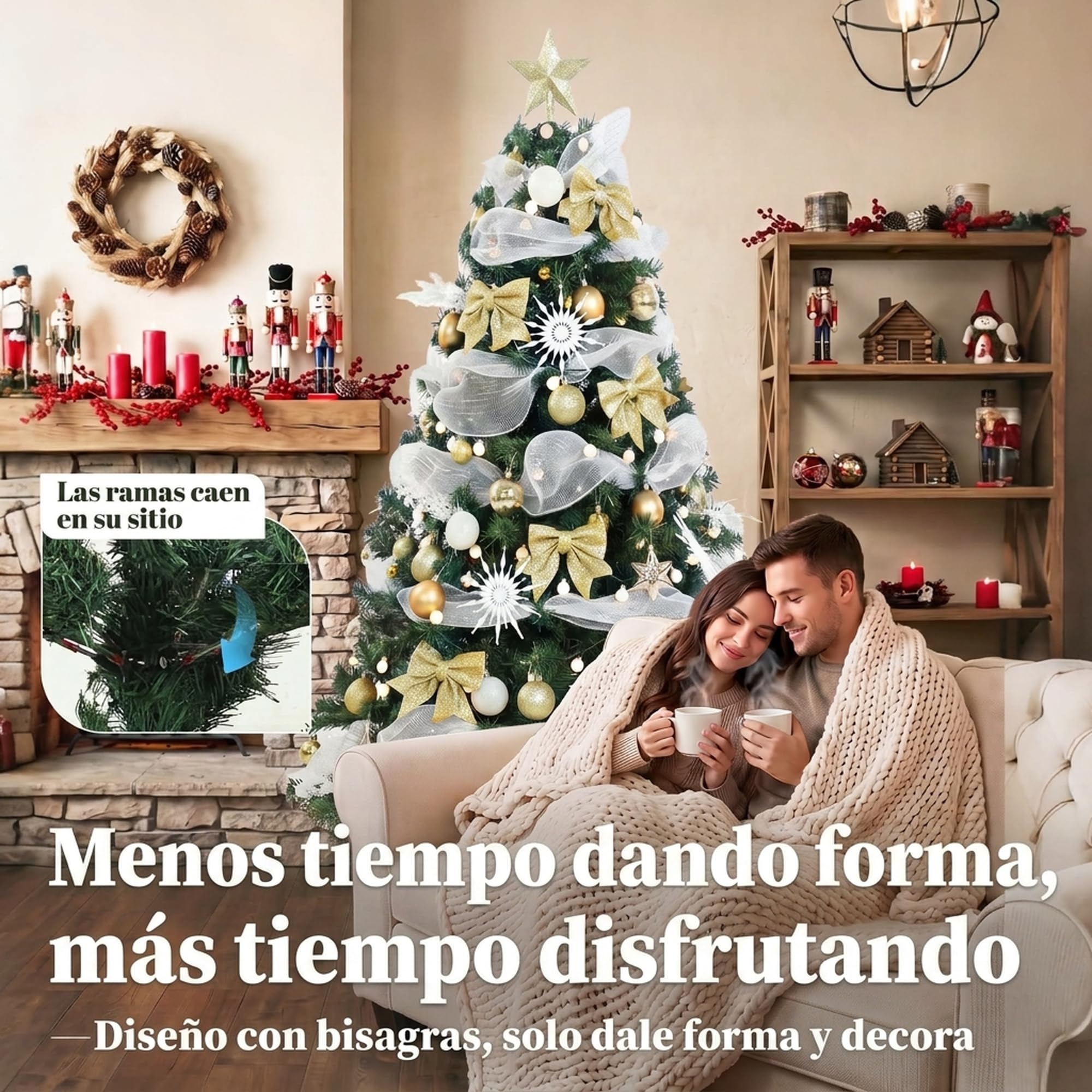 HOMCOM Árbol de Navidad con 200 Luces LED Blanco Cálido 180 cm 800 Ramas