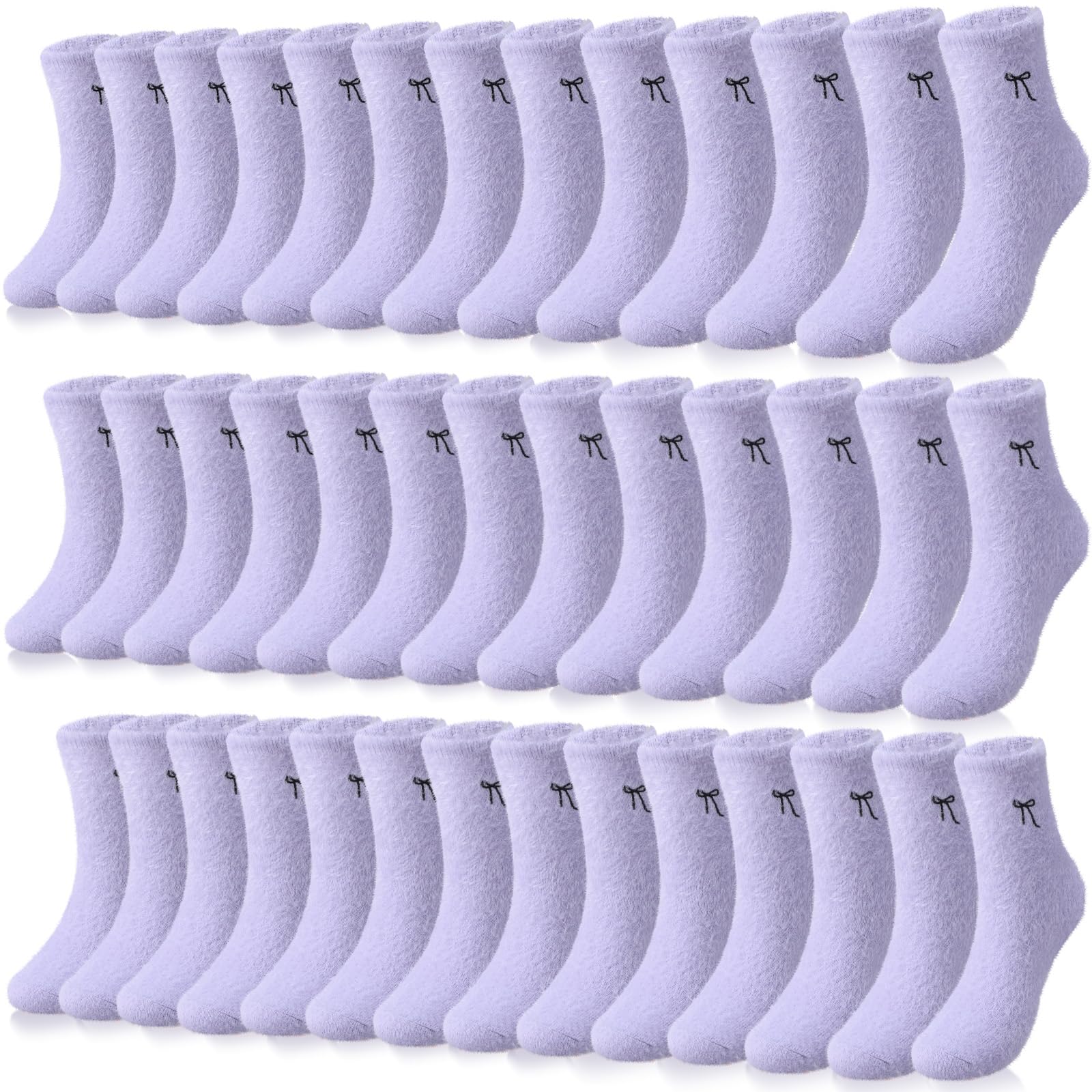 Chicingyou 10 Pairs Women's Bow Fuzzy Socks Winter Warm Soft Slipper Socks