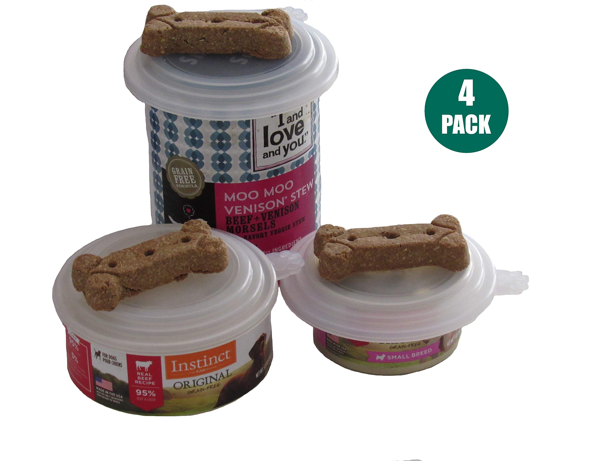 Smarter-SealPet Food Can Lids, 4-Pack, Clear Color, For Dog and Cat Food, One Size Lid Fits Most Sizes