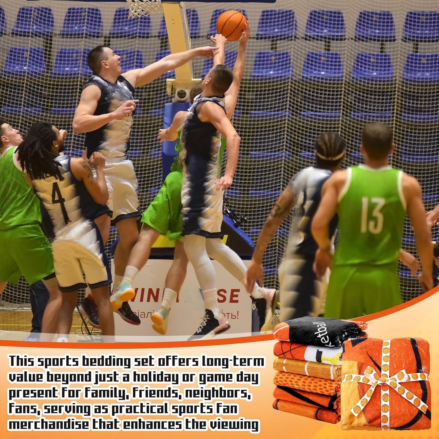 6 Pcs Basketball Throw Blanket Gifts 40 x 60 Inch Cozy Plush Fleece Sports Blanket Bedding for Team Players Sport Lover Bed Sofa Couch Cushion Home Decor