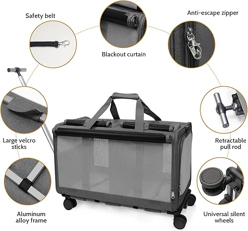 Miniatura 5 de Transportador para gatos para 2 gatos o 1 perro pequeño, negro