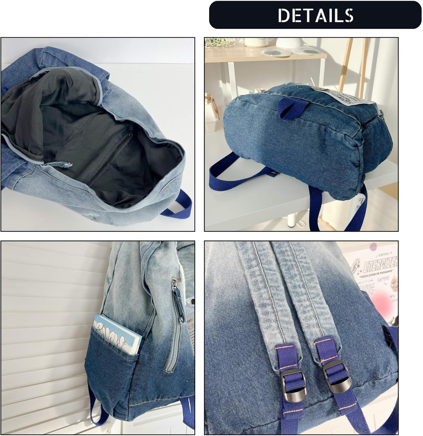 Y2K Aesthetic Backpack for Women, Vintage Grunge Design, Solid Color with Star Skull Accents, Lightweight for Travel, Concerts, Shopping (Black) - Image 4