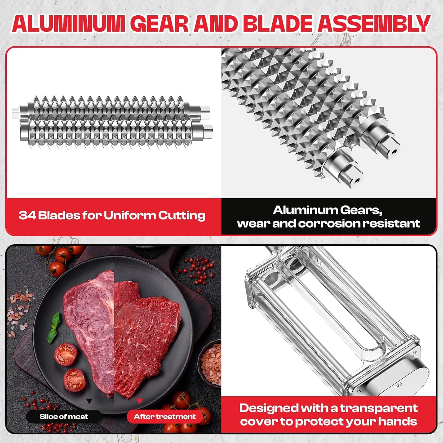 Metal Manual Meat Tenderizer Machine with Stainless Steel Gears & Suction Base, Meat Pounder and Cuber for Steak, Poultry